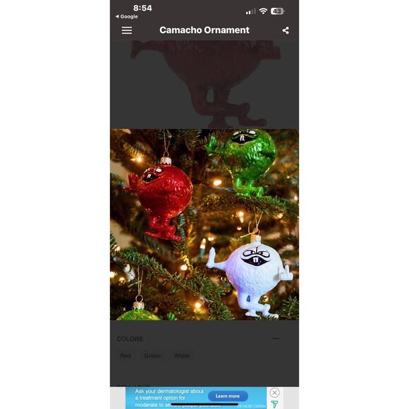 Supreme x Camacho • Red Ornament • Glass • 4.125” x 3.79” • Cross